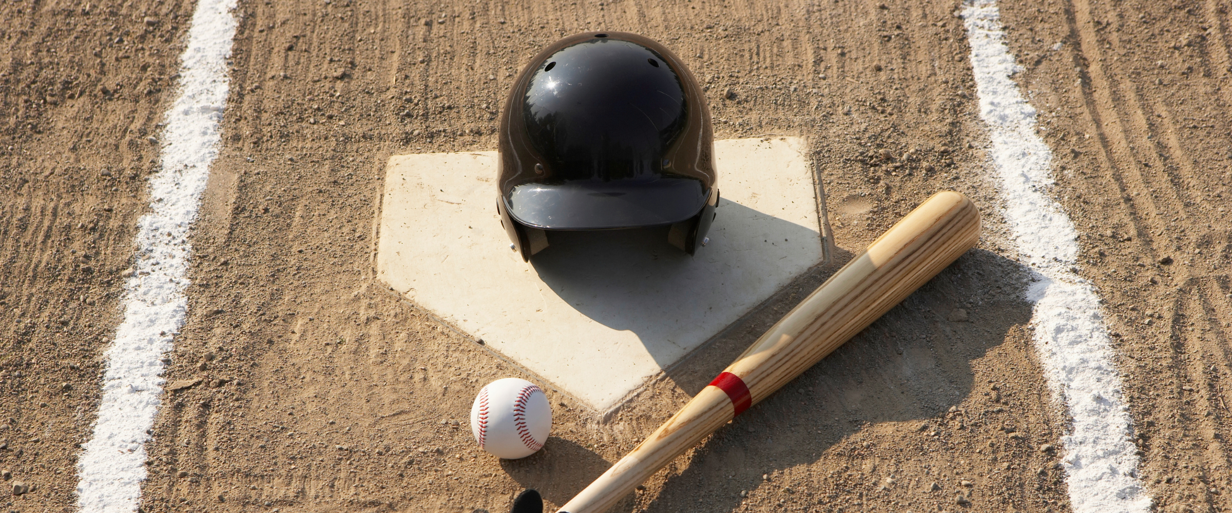 Baseball helmet on home plate